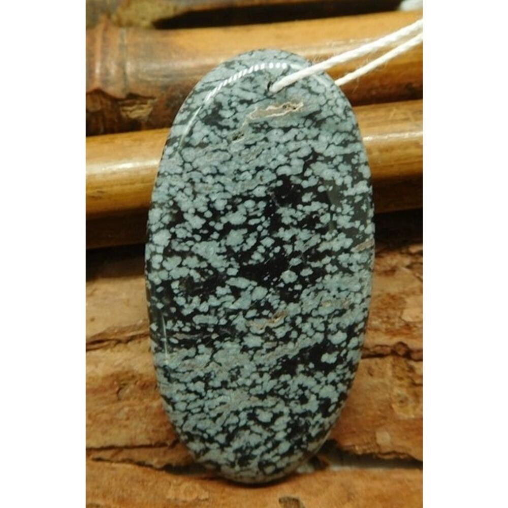 Snowflake Obsidian Pendant Bead - Picture 2 of 3